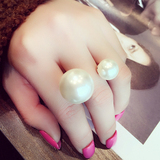 日韩韩版时尚百搭潮人珍珠夸张戒指指环开口包邮个性饰品女士