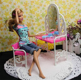 barbie芭比中国珍妮小布桃子6分娃娃家具 欧式梳妆台含椅子