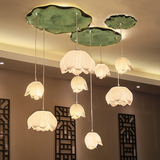 现代新中式吊灯客厅灯茶楼餐厅过道灯具创意个性艺术莲花荷花吊灯