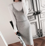 2016新款修身显瘦女人味气质2件套小吊带+包臀裙针织毛衣套装