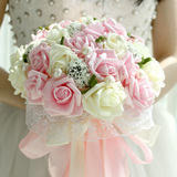 韩式新娘手捧花加珍珠超美蕾丝花边婚礼拍摄道具结婚手捧花送胸花