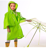 2015新款韩国时尚高档PU皮质儿童雨衣女童学生小孩长款连帽雨披风