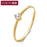 海蒂珠宝 巧心 精致小巧2.5-3mm日本Akoya海水珍珠戒指 G18K金