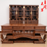 红木家具  中式实木书桌 古典写字桌 原木老板台 鸡翅木办公桌