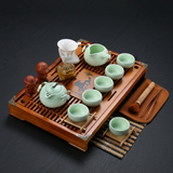 晨翔 定窑功夫茶具套装整套茶杯茶壶冰裂实木茶盘特价茶台茶海