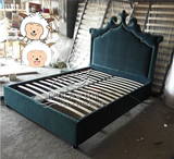 欧式布艺床美式单人儿童床1.2米1.5米公主床新古典卧室实木软包床