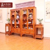 中式实木展示柜2门书柜明清仿古家具榆木古典玻璃展柜收纳柜特价