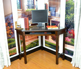 台式转角书桌美式直角桌家用角落桌 质墙角桌简约特三角电脑桌 木