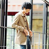 韩国代购H 型男简约百搭中长款风衣韩版商务修身英伦风衣外套 4色