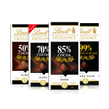 Lindt瑞士莲黑巧克力原装进口特醇排装4块组合50% 70% 85% 99%