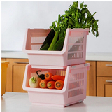 出口日韩厨房收纳筐架可叠加水果蔬菜置物篮滑轮调味架收纳置物筐