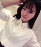 韩版带钻镶钻领子钉珠加绒衬衫女冬长袖加厚翻领打底白色雪纺衬衫
