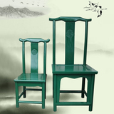 新中式全实木彩漆彩绘做旧彩色家具中国风餐椅办公椅休闲椅儿童椅