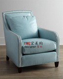 新款 美式欧式简约时尚单人椅沙发椅浅蓝色休闲椅厂家直销可定制