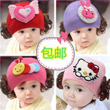 儿童帽子春夏0-1-2岁新款儿童套头帽蕾丝假发帽女童婴宝宝帽子