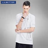 Lilbetter男士短袖T恤 字母印花潮流白t圆领简约青年修身男T恤潮