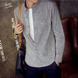 【JK】新款男士韩版条纹修身长袖衬衣时尚潮款休闲衬衫