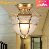 欧式全铜吸顶灯过道灯玄关灯圆形简欧创意走廊灯阳台灯美式灯灯具