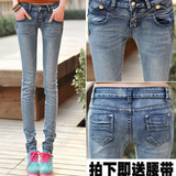 韩版新款弹力低腰牛仔裤女修身显瘦女士小脚裤铅笔长裤子