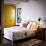 宜家代购 汉尼斯白色漆实木双人床 双人床架 不含床上用品