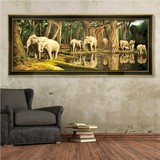 自油自画diy数字油画 客厅欧式大幅手绘大象风景手工填色装饰画