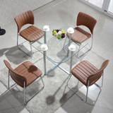 一桌三四椅接待洽谈桌椅组合 售楼展厅4S店谈判桌圆形钢化玻璃桌