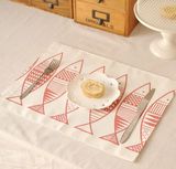 汐鱼。日式抽象鱼儿棉麻布艺餐垫 双层隔热垫餐垫 碗垫 家居布艺