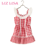 Liz Lisa2016夏装新品日系甜美1031格子收腰显瘦百搭裙摆上衣裙