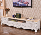 欧式大理石电视柜组合实木雕花现代简约客厅法式橡木酒柜家具白色