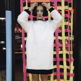 韩国东大门女装2015新款宽松纯色中长款个性百搭软妹时尚卫衣潮