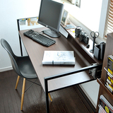 家逸简易可折叠 笔记本电脑桌台式家用办公桌书桌书架组合学习桌