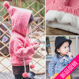 冬季新款韩版女童加绒卫衣外套1-2-3-4岁女宝宝冬装加厚棉衣绒衫