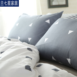 兰七星韩式简约四件套纯棉都市时尚床单黑白条纹床上用品1.8米1.5