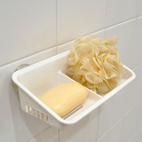 韩国进口昌信吸盘双格香皂收纳盒卫浴肥皂置物架厨房沥水抹布壁挂