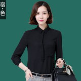 宿·色女装雪纺衫2015秋季新款雪纺长袖衬衫 韩版OL气质衬衣