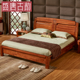 盛唐古韵 海棠木床 现代中式全实木床 1.8 1.5米家具双人床A805