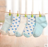 5双装春秋季儿童袜子卡通婴儿宝宝袜子纯棉中筒袜松口短袜包邮