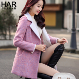 2015新款韩版大码女装双排扣加厚毛呢外套胖mm冬装中长款羊毛大衣