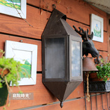 【庭院时光】欧式铁艺复古做旧风格超大尺寸壁挂式玻璃烛台