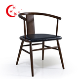 北欧现代简约餐椅水曲柳实木太师椅酒店咖啡厅实木椅子带扶手靠背