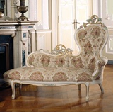 法式实木彩绘贵妃椅欧式雕花布艺美人椅大小户型客厅沙发躺椅定制