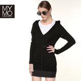 朗黛MYMO品牌秋季新款女装V领拉链长袖中长针织开衫毛衣外套H828B