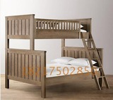 外贸RH美式乡村法式复古做旧实木儿童床上下铺梯柜床高低子母床