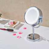 绿意台式化妆镜带LED灯双面美容镜可旋转立式梳妆镜放大高清