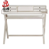 简约现代儿童书桌法式交叉腿写字台电脑桌家用梳妆桌白色整装宜家