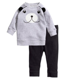 H&M童装宝宝小熊绒衫儿童卫衣婴儿上衣男童外套春装二件套装0