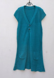 1宝蓝色韩版长款女装毛线裙小口袋背心裙毛衣裙大码160-170CM