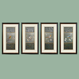 中式古典花鸟虫鱼客厅书房玄关美国进口画芯 实木有框装饰画墙画