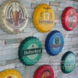 美式复古啤酒瓶盖咖啡厅挂饰挂件壁饰铁皮画创意墙立体酒吧软装饰