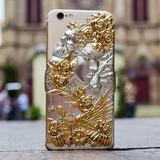 情侣浮雕外壳玫瑰金iPhone6手机壳 塑料镀金苹果6S plus配件批发